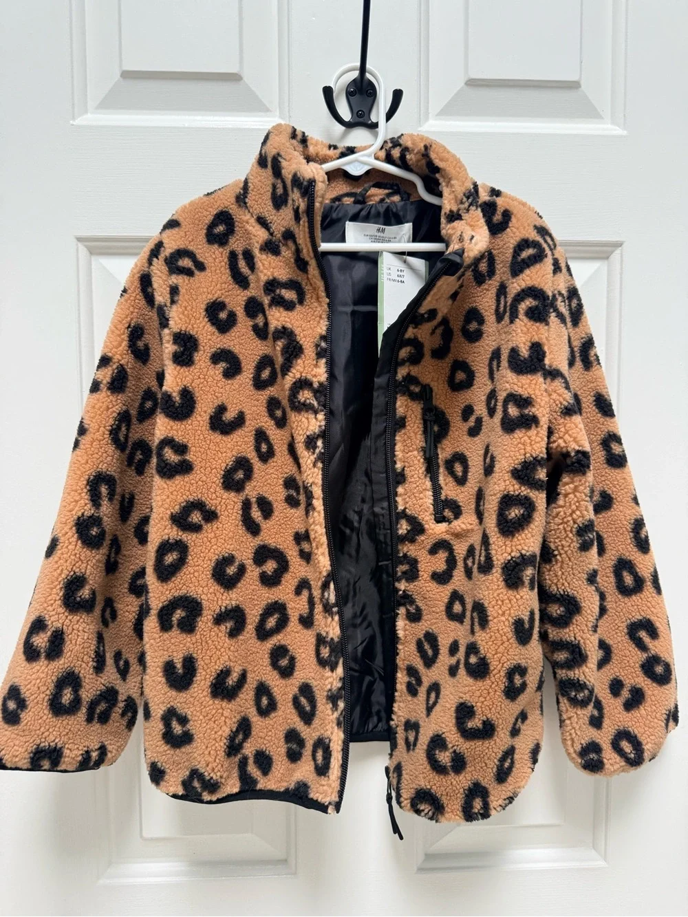 H&M Kids Leopard Sherpa Jacket - Tan and Black